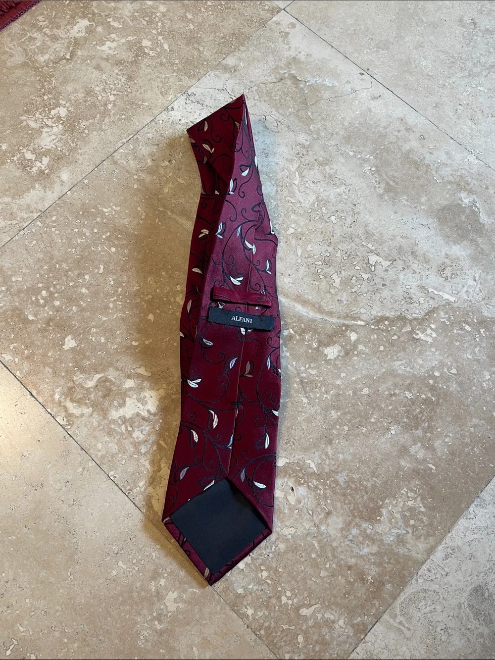 Alfani Men's Wine Red Floral Silk-Blend Tie